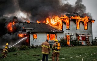 Firefighters fighting a severe country fire.