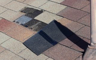 Missing shingles on a roof