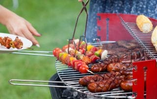 Horizontal view of grill party in a garden
