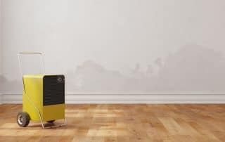 Professional dehumidifier in room after water damage